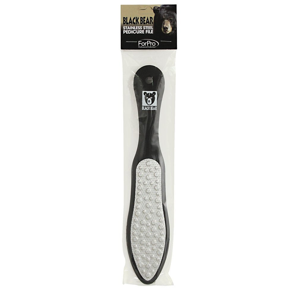 ForPro Black Bear Stainless Steel Pedicure File, Double-Sided Professional Quality Pedicure File for Heels and Feet, 10.5†L